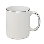 Silver stripe on ear and rim sublimation mug