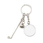 Metal keyring for sublimation with a ball and a golf club