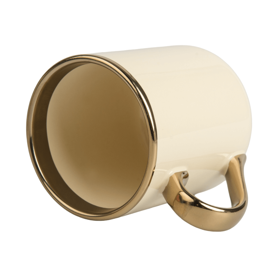 Coffee mug for sublimation with gold handle