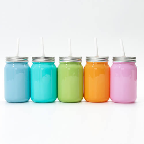Glass, colourful sublimation Mason Jar mug 