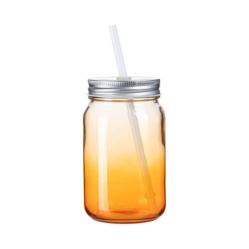 Kubek - słoik szklany, gradient, ze słomką do sublimacji (Mason Jar)