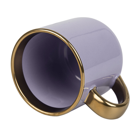 Coffee mug for sublimation with gold handle