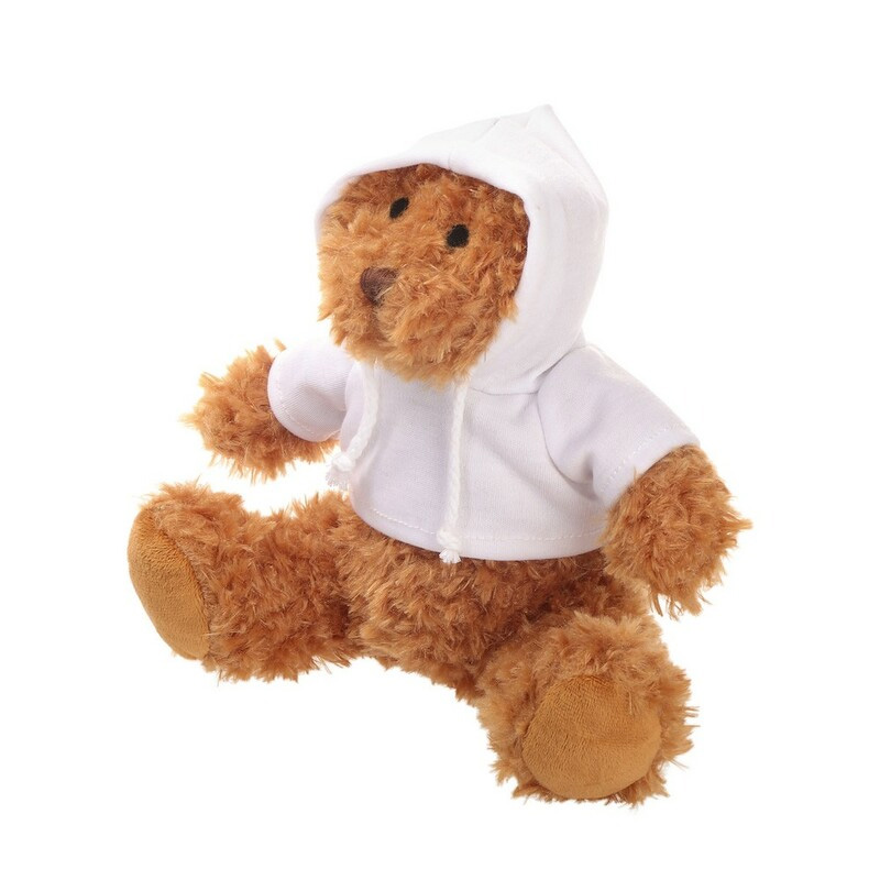 Honey bear with a white hoodie with a print